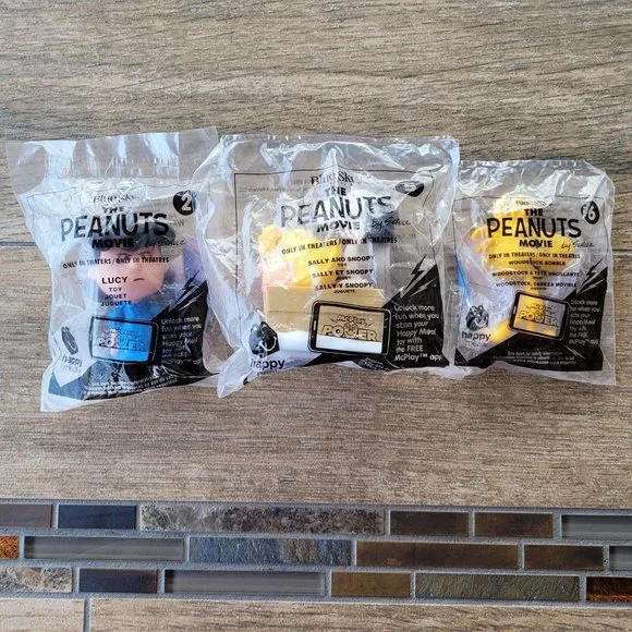 THE PEANUTS MOVIE 2015 McDonalds Happy Meal Toys Lot of 3 - #2 #5 #6 Packaging - Picture 2 of 9